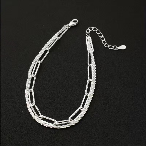 925 Silver and Diamond Double Chain Bracelet - Picture 2 of 4